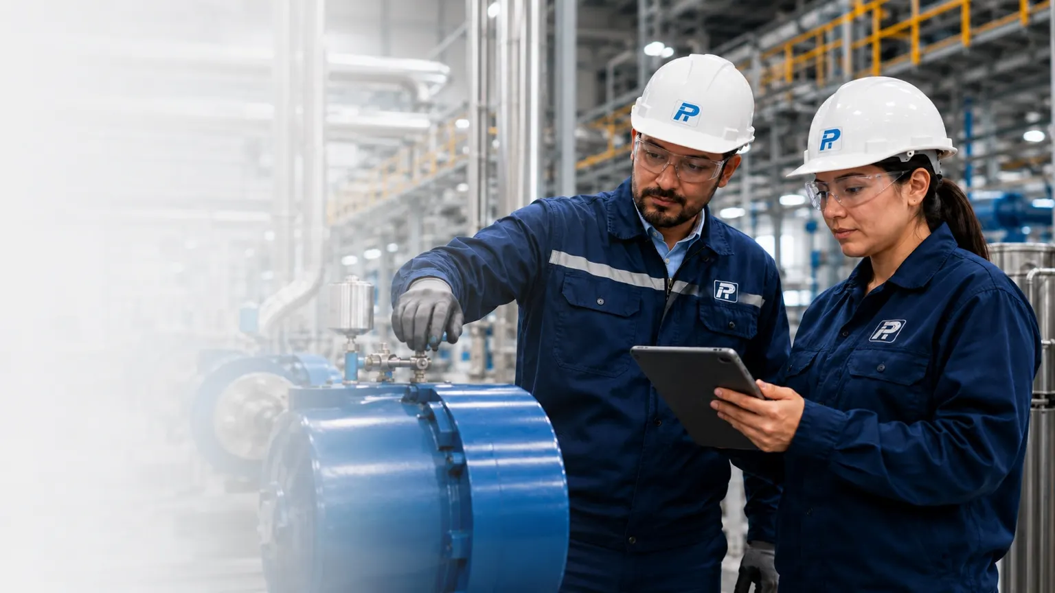Especialistas PIERUSA supervisando un equipo industrial